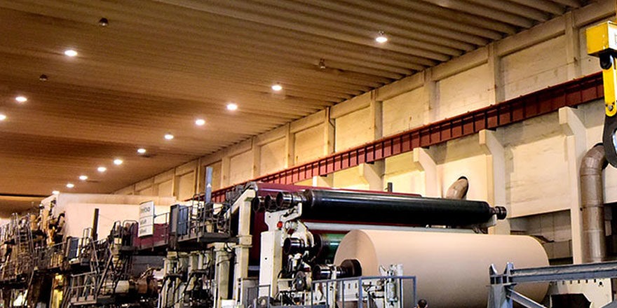 Paper machinery in a factory